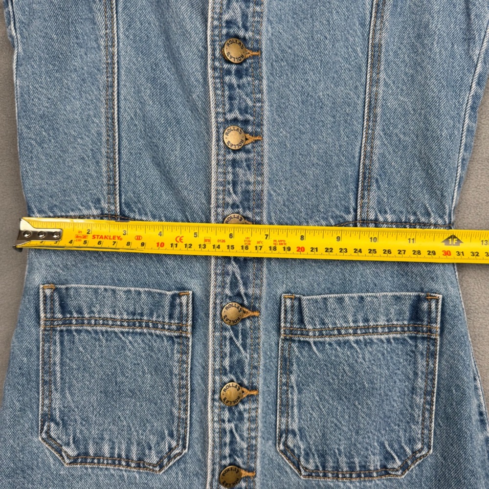Rollas Denim Midi Dress Blue Button Front Front Pockets Size 6 XS Cotton Lyocell - Picture 6 of 12